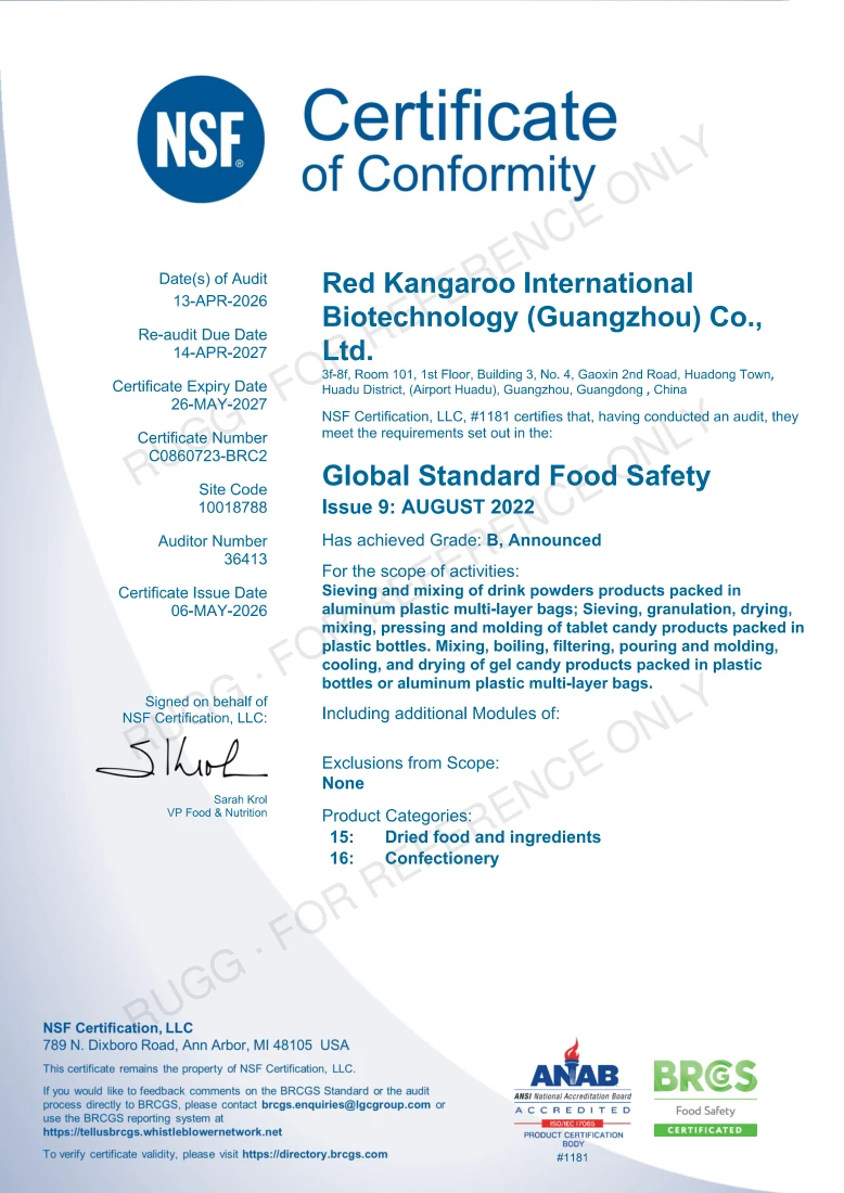 BRCGS Food Safety supplied certificate document