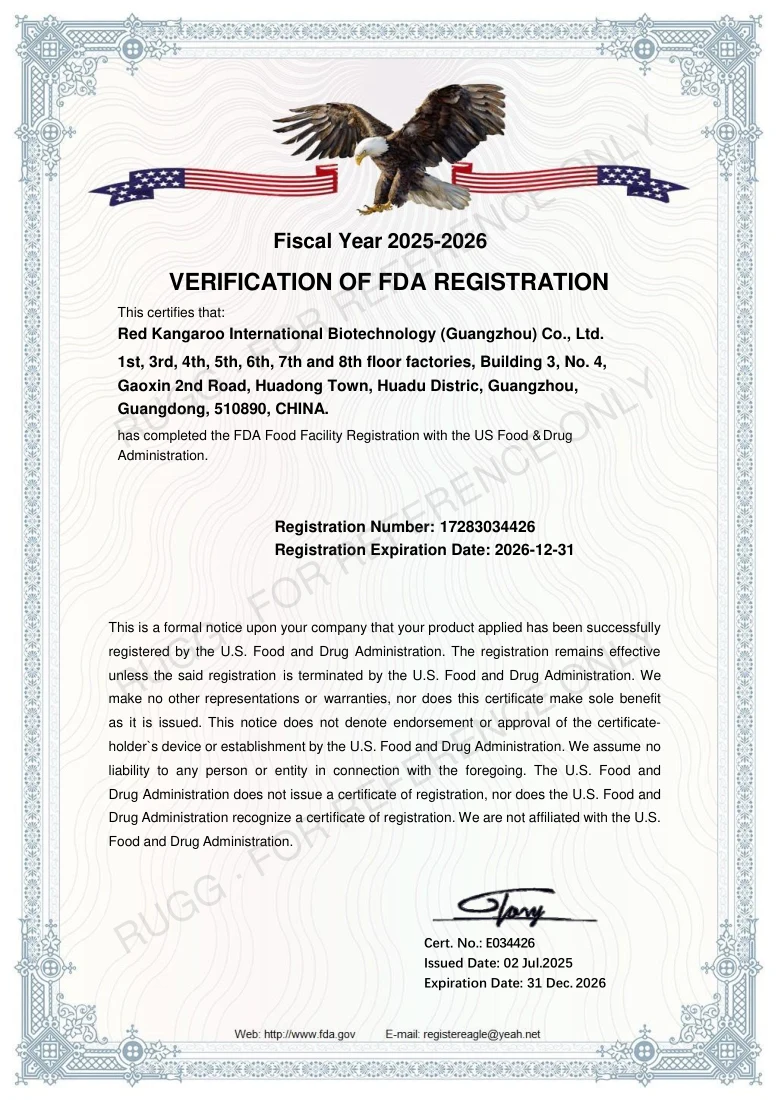 FDA Facility Registration supplied certificate document