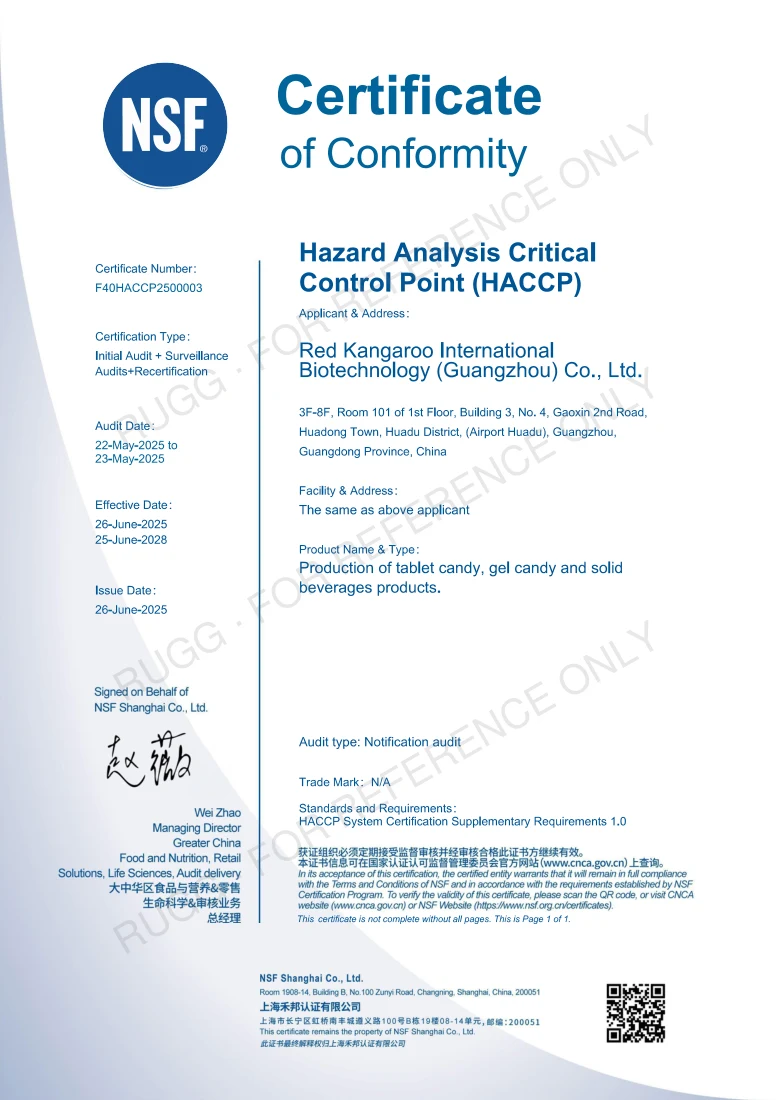 HACCP supplied certificate document